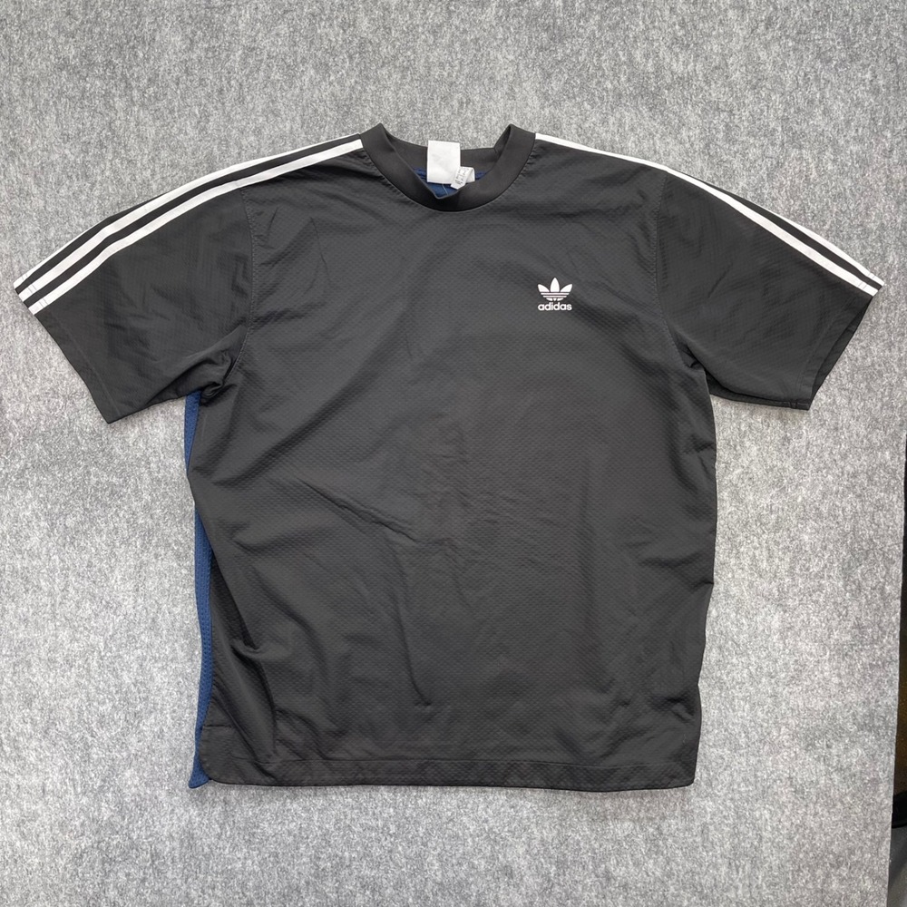 Adidas Originals Shirt Mens XL Black Navy Blue 3 Stripe Trefoil Mesh Skateboard